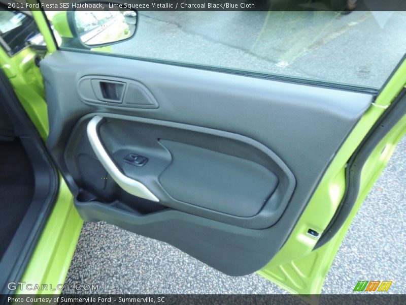 Lime Squeeze Metallic / Charcoal Black/Blue Cloth 2011 Ford Fiesta SES Hatchback