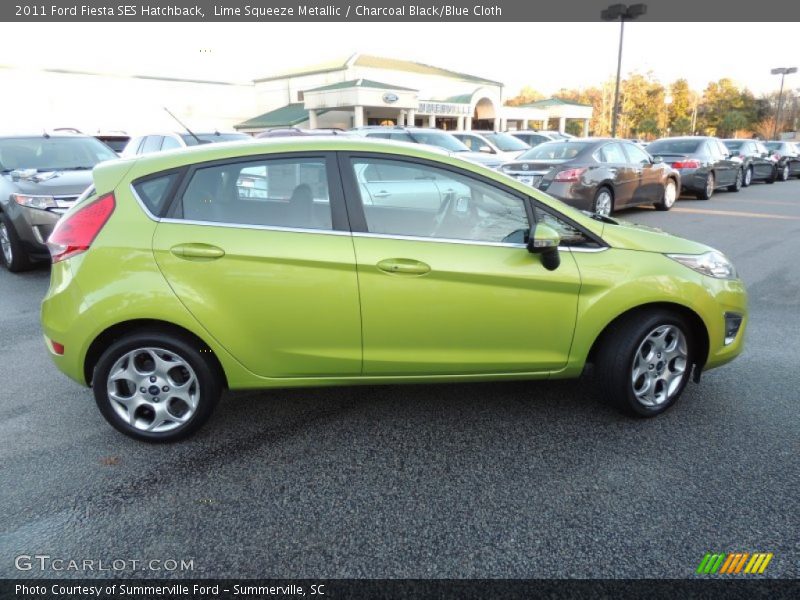 Lime Squeeze Metallic / Charcoal Black/Blue Cloth 2011 Ford Fiesta SES Hatchback
