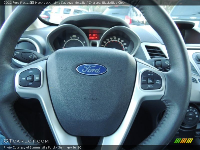 Lime Squeeze Metallic / Charcoal Black/Blue Cloth 2011 Ford Fiesta SES Hatchback