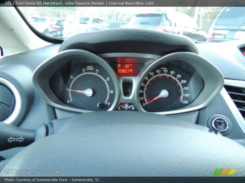 Lime Squeeze Metallic / Charcoal Black/Blue Cloth 2011 Ford Fiesta SES Hatchback