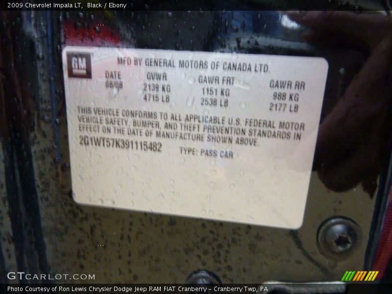 Black / Ebony 2009 Chevrolet Impala LT