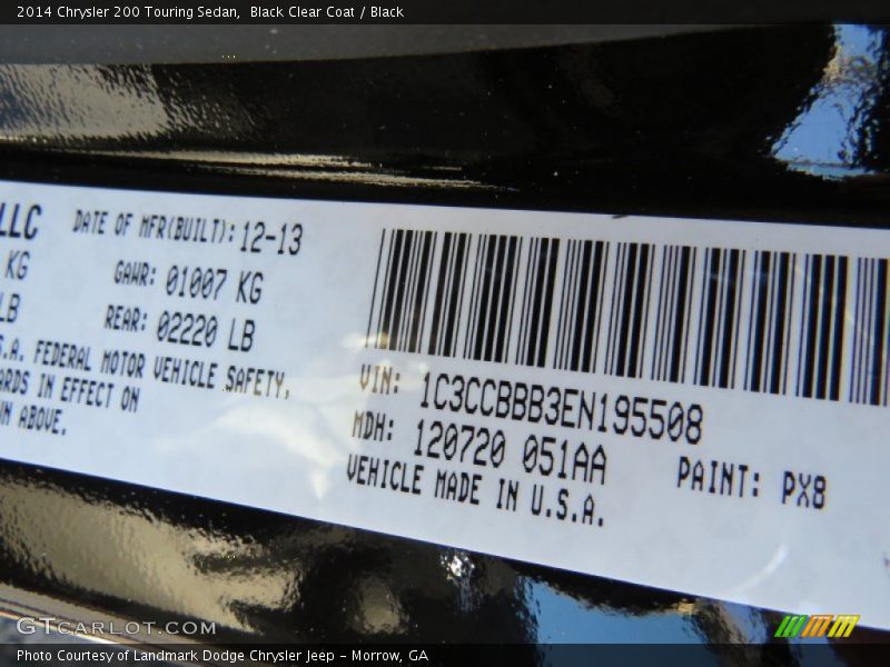 Black Clear Coat / Black 2014 Chrysler 200 Touring Sedan