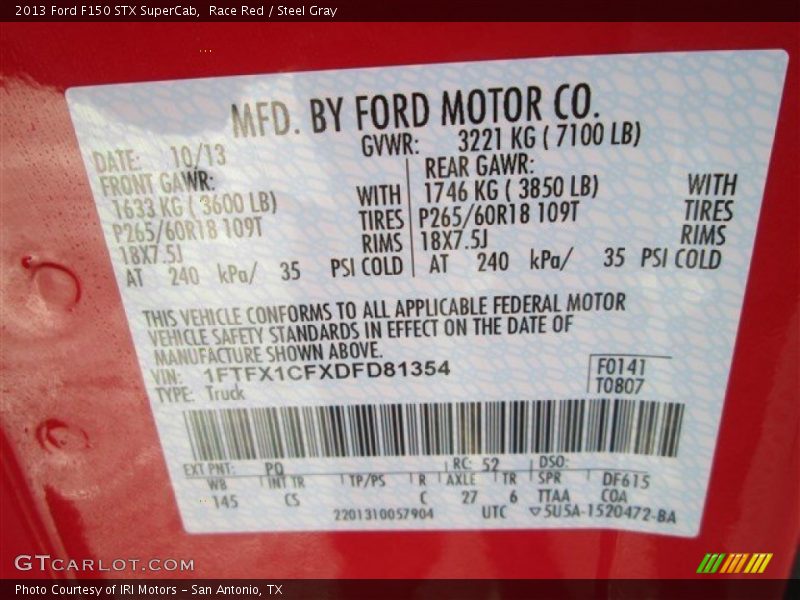 Race Red / Steel Gray 2013 Ford F150 STX SuperCab