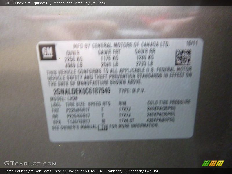 Mocha Steel Metallic / Jet Black 2012 Chevrolet Equinox LT