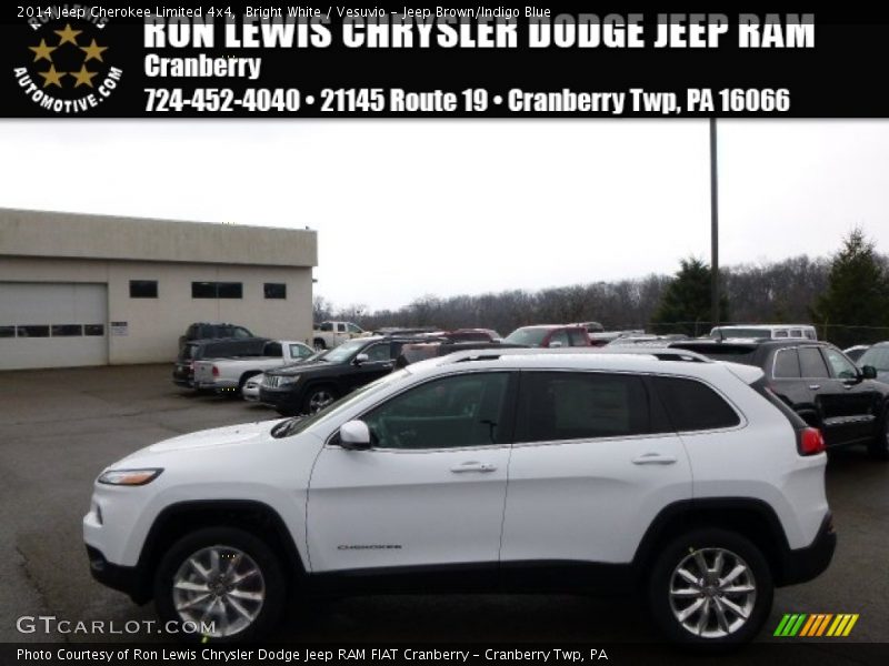 Bright White / Vesuvio - Jeep Brown/Indigo Blue 2014 Jeep Cherokee Limited 4x4