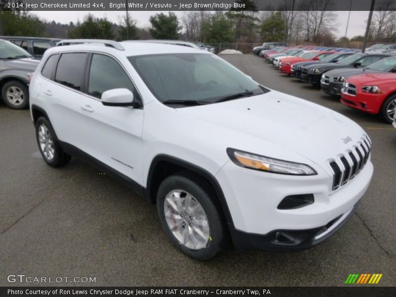 Bright White / Vesuvio - Jeep Brown/Indigo Blue 2014 Jeep Cherokee Limited 4x4