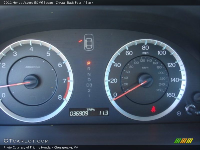 Crystal Black Pearl / Black 2011 Honda Accord EX V6 Sedan