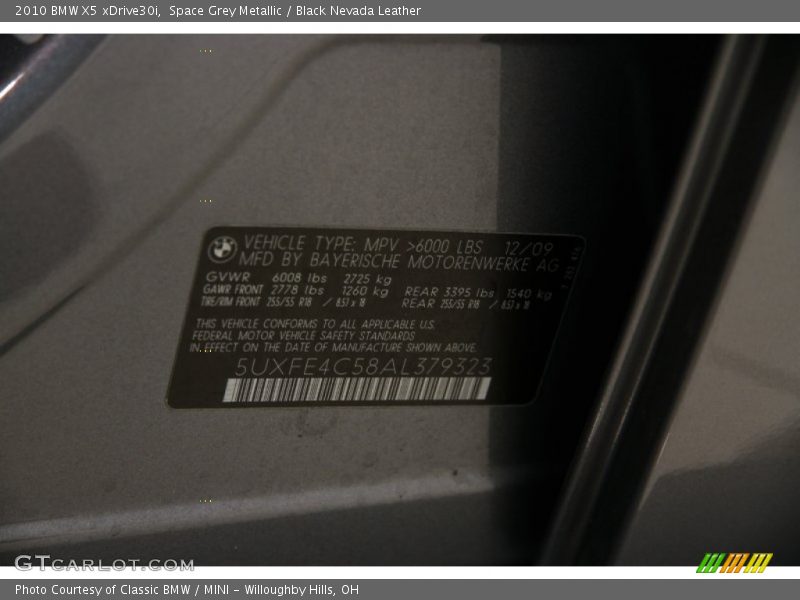 Space Grey Metallic / Black Nevada Leather 2010 BMW X5 xDrive30i