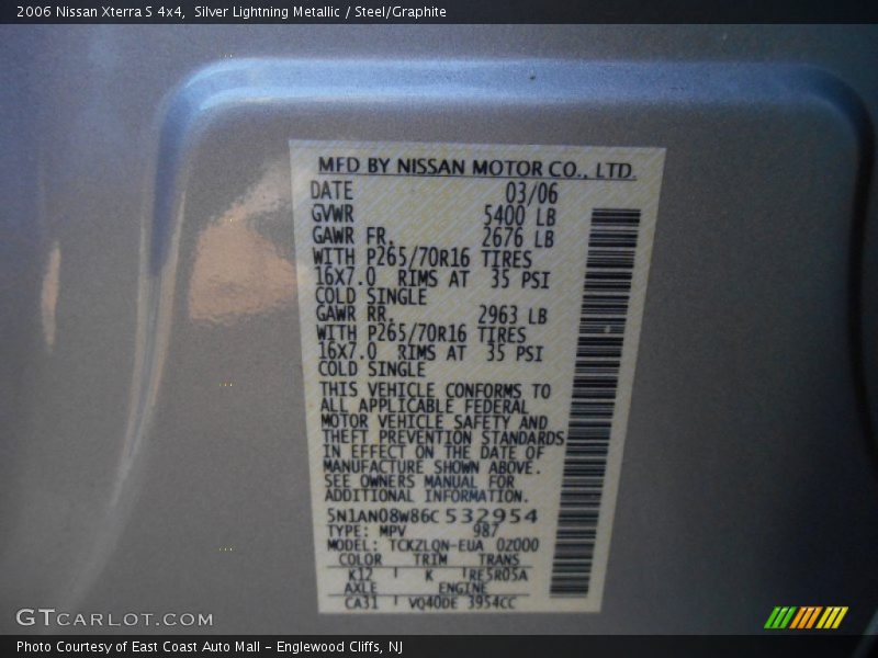 Silver Lightning Metallic / Steel/Graphite 2006 Nissan Xterra S 4x4
