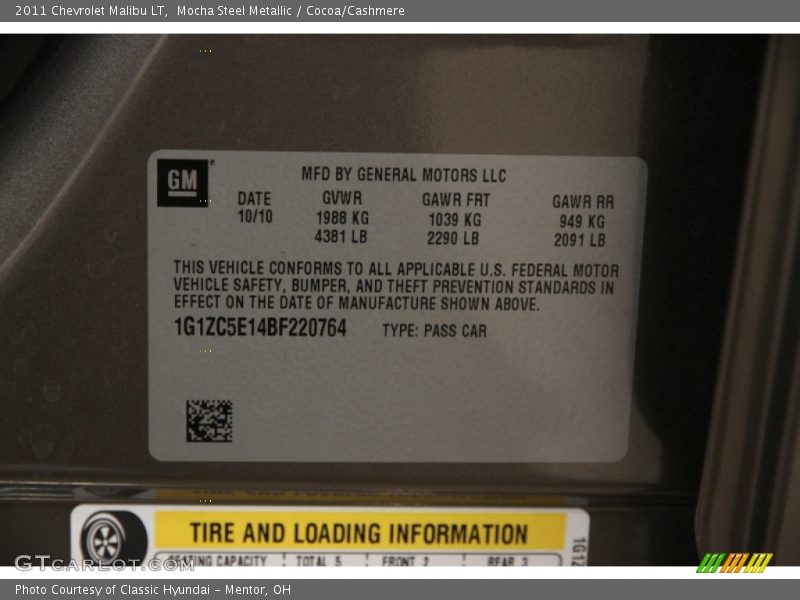Mocha Steel Metallic / Cocoa/Cashmere 2011 Chevrolet Malibu LT
