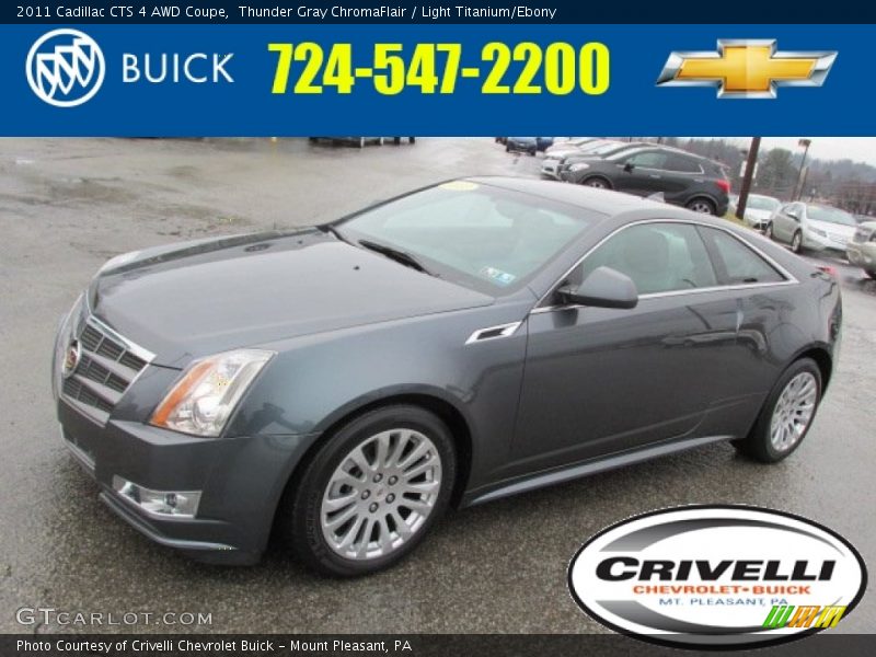 Thunder Gray ChromaFlair / Light Titanium/Ebony 2011 Cadillac CTS 4 AWD Coupe