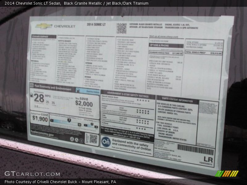 Black Granite Metallic / Jet Black/Dark Titanium 2014 Chevrolet Sonic LT Sedan
