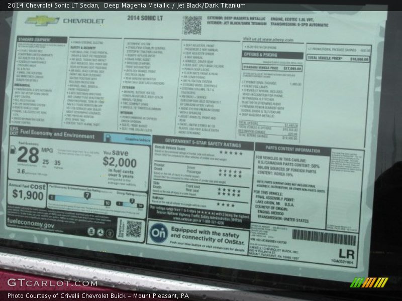 Deep Magenta Metallic / Jet Black/Dark Titanium 2014 Chevrolet Sonic LT Sedan