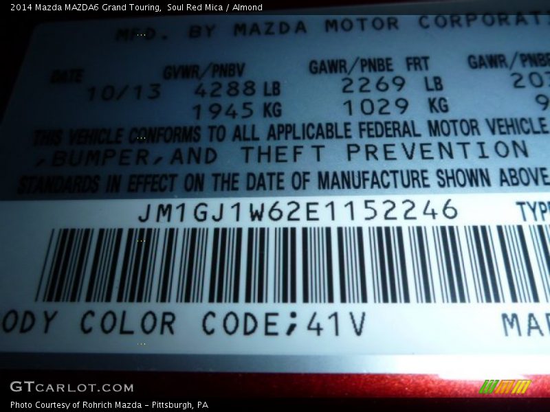 Soul Red Mica / Almond 2014 Mazda MAZDA6 Grand Touring