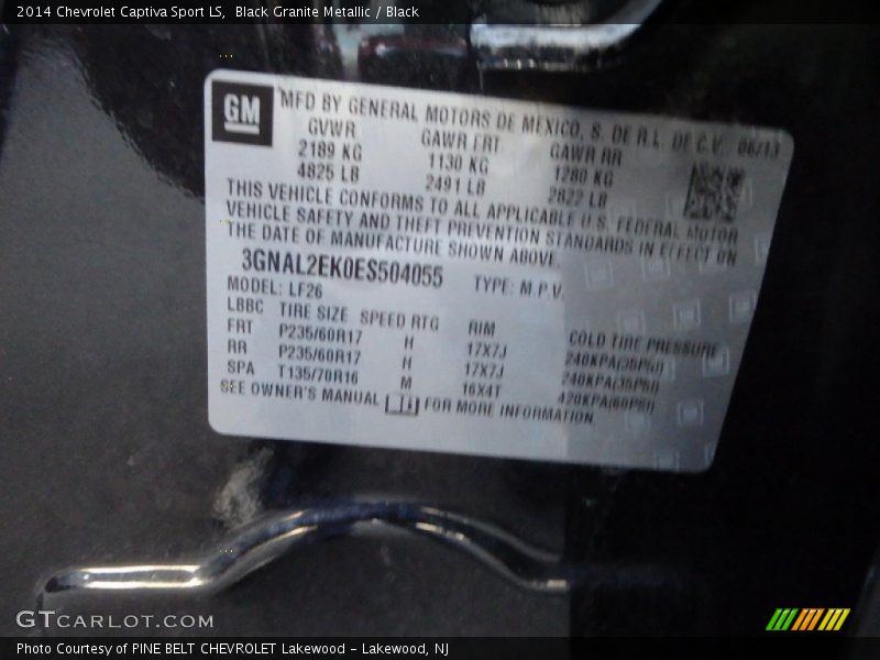 Black Granite Metallic / Black 2014 Chevrolet Captiva Sport LS