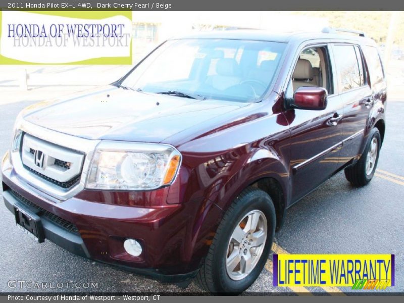 Dark Cherry Pearl / Beige 2011 Honda Pilot EX-L 4WD
