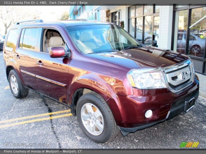Dark Cherry Pearl / Beige 2011 Honda Pilot EX-L 4WD