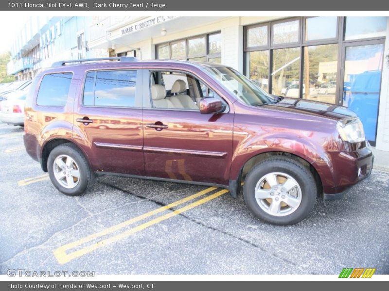 Dark Cherry Pearl / Beige 2011 Honda Pilot EX-L 4WD