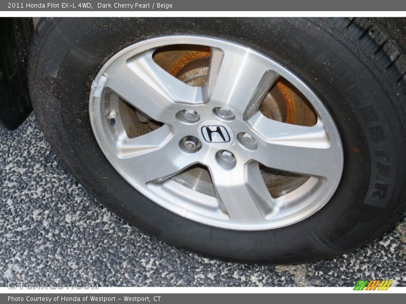 Dark Cherry Pearl / Beige 2011 Honda Pilot EX-L 4WD