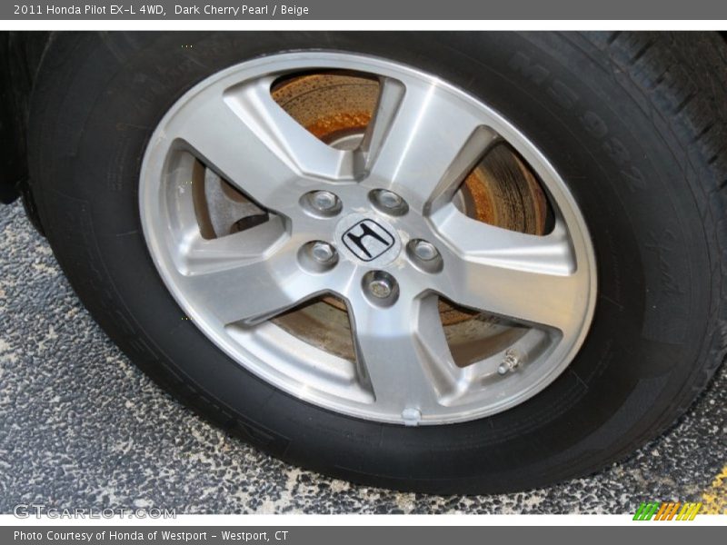 Dark Cherry Pearl / Beige 2011 Honda Pilot EX-L 4WD