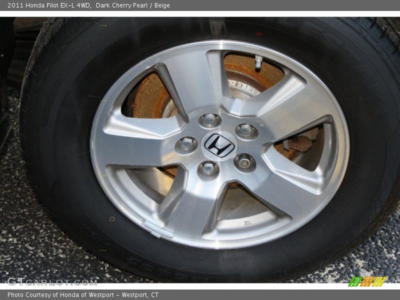 Dark Cherry Pearl / Beige 2011 Honda Pilot EX-L 4WD