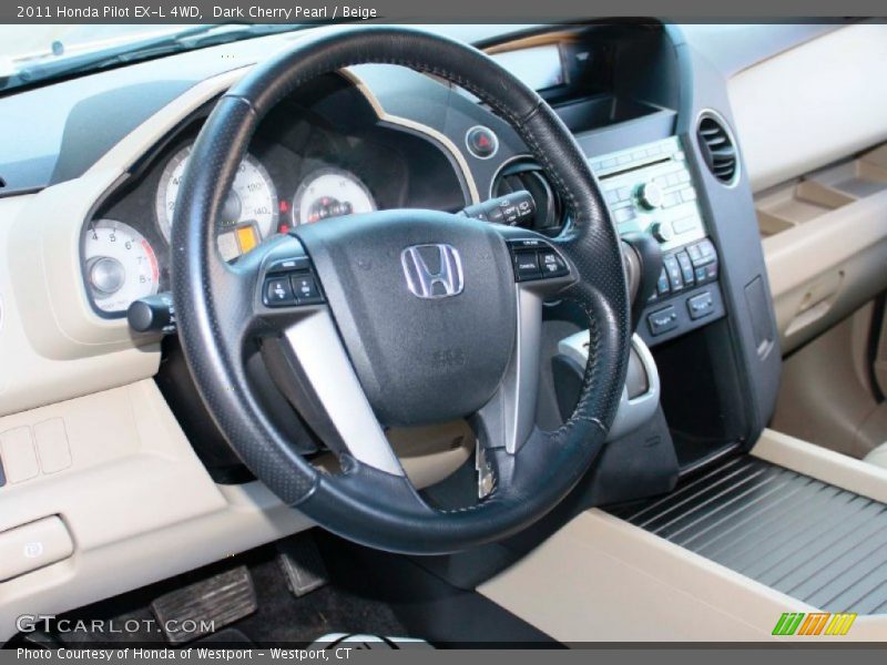 Dark Cherry Pearl / Beige 2011 Honda Pilot EX-L 4WD