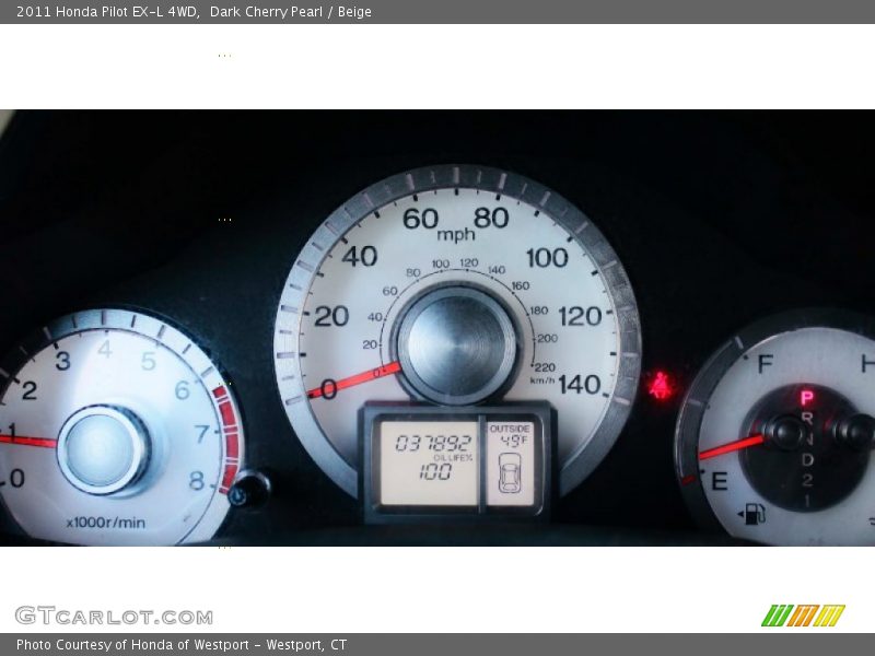 Dark Cherry Pearl / Beige 2011 Honda Pilot EX-L 4WD