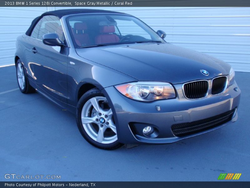 Space Gray Metallic / Coral Red 2013 BMW 1 Series 128i Convertible