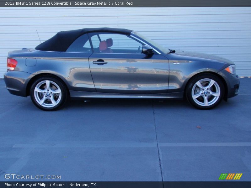 Space Gray Metallic / Coral Red 2013 BMW 1 Series 128i Convertible