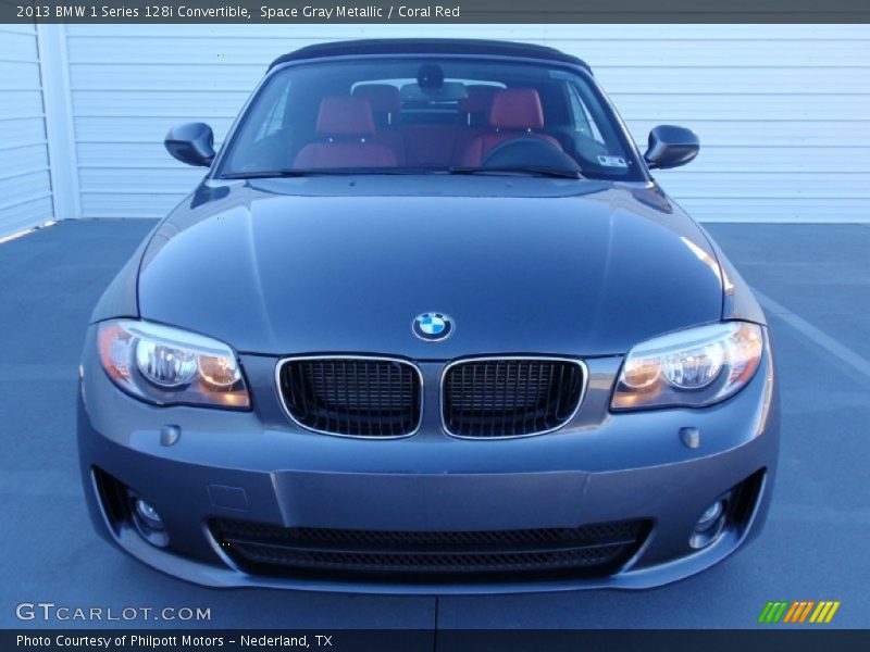 Space Gray Metallic / Coral Red 2013 BMW 1 Series 128i Convertible