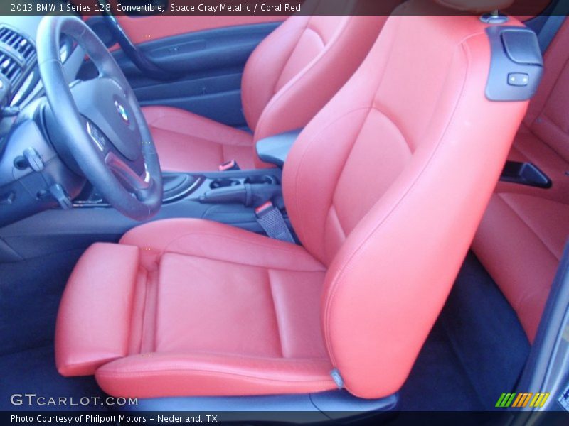Space Gray Metallic / Coral Red 2013 BMW 1 Series 128i Convertible