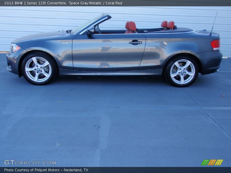 Space Gray Metallic / Coral Red 2013 BMW 1 Series 128i Convertible