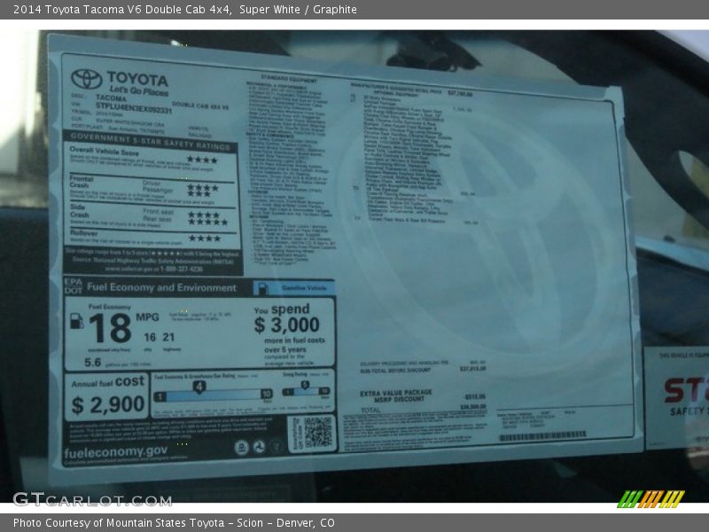 Super White / Graphite 2014 Toyota Tacoma V6 Double Cab 4x4