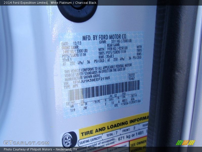 White Platinum / Charcoal Black 2014 Ford Expedition Limited