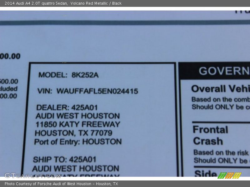 Volcano Red Metallic / Black 2014 Audi A4 2.0T quattro Sedan