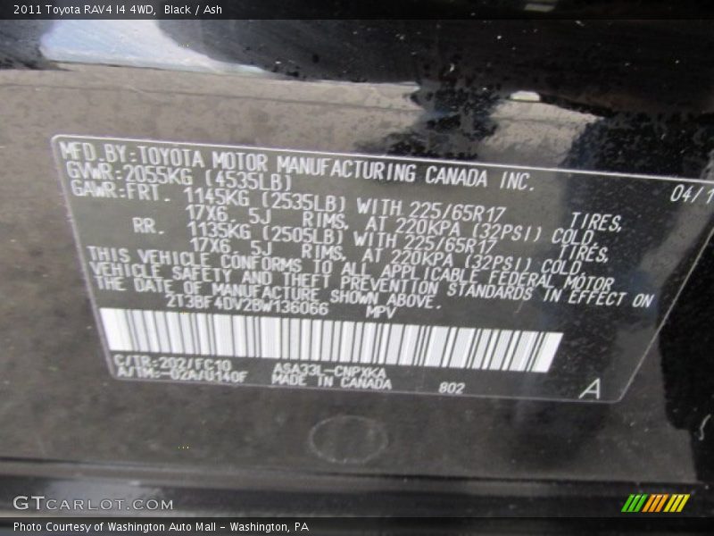 Black / Ash 2011 Toyota RAV4 I4 4WD
