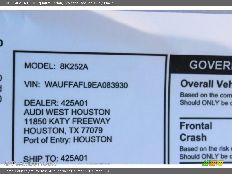 Volcano Red Metallic / Black 2014 Audi A4 2.0T quattro Sedan