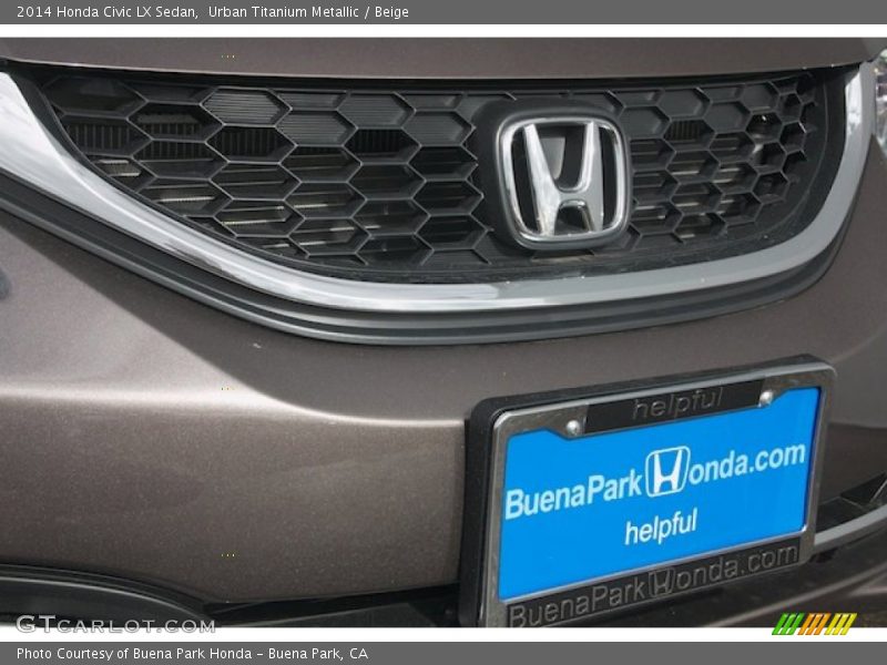 Urban Titanium Metallic / Beige 2014 Honda Civic LX Sedan