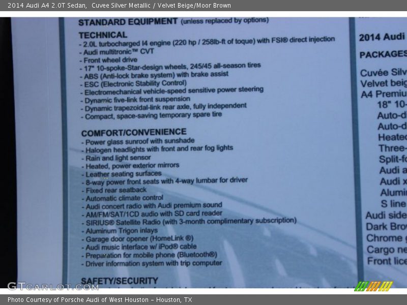 Cuvee Silver Metallic / Velvet Beige/Moor Brown 2014 Audi A4 2.0T Sedan
