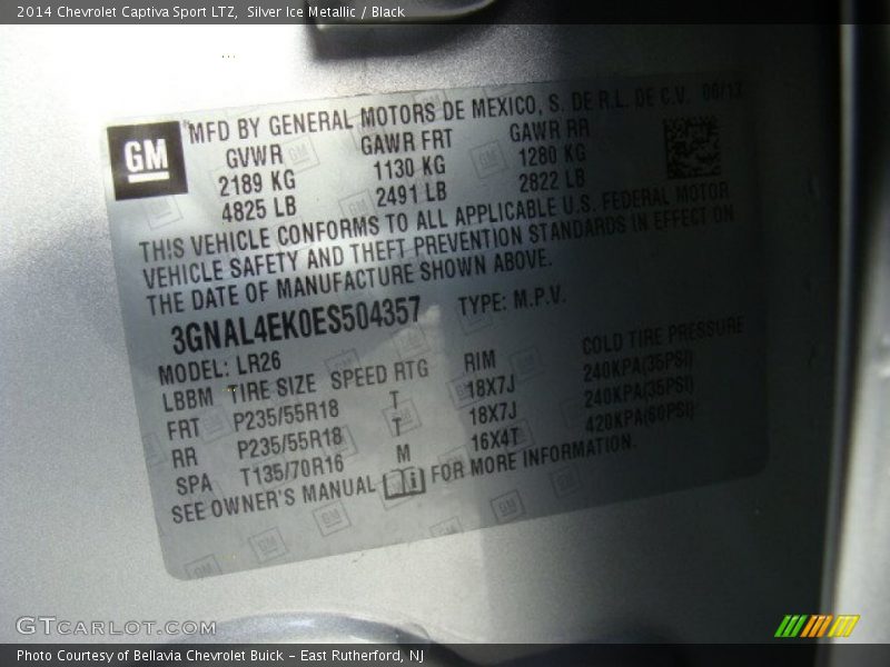 Silver Ice Metallic / Black 2014 Chevrolet Captiva Sport LTZ