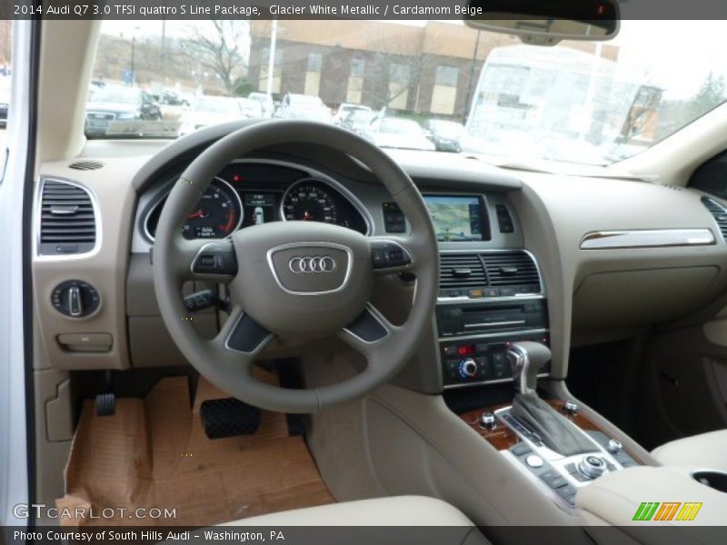 Glacier White Metallic / Cardamom Beige 2014 Audi Q7 3.0 TFSI quattro S Line Package