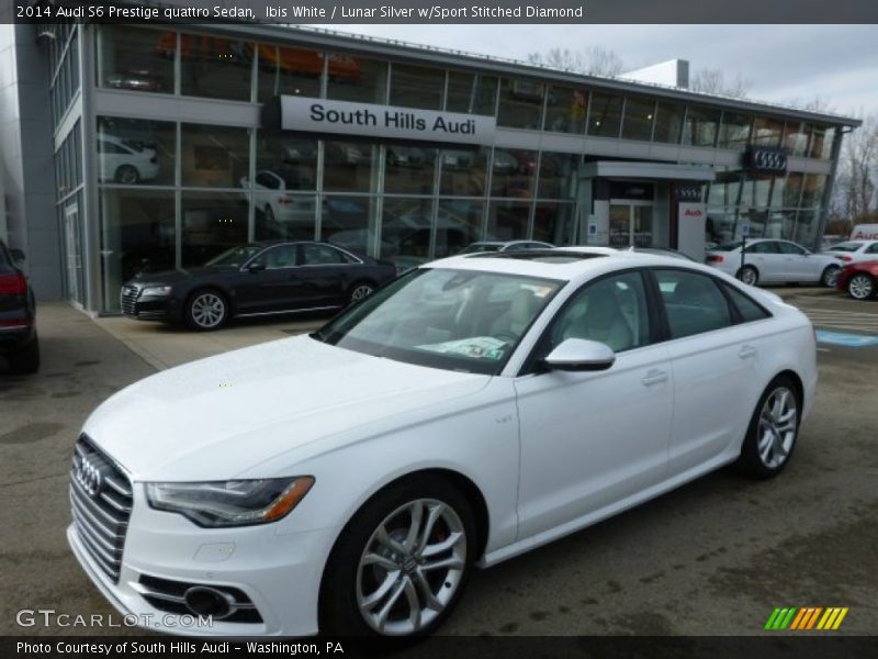 Ibis White / Lunar Silver w/Sport Stitched Diamond 2014 Audi S6 Prestige quattro Sedan