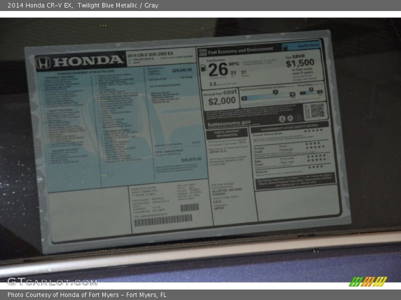 Twilight Blue Metallic / Gray 2014 Honda CR-V EX