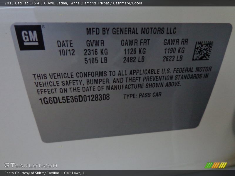 White Diamond Tricoat / Cashmere/Cocoa 2013 Cadillac CTS 4 3.6 AWD Sedan