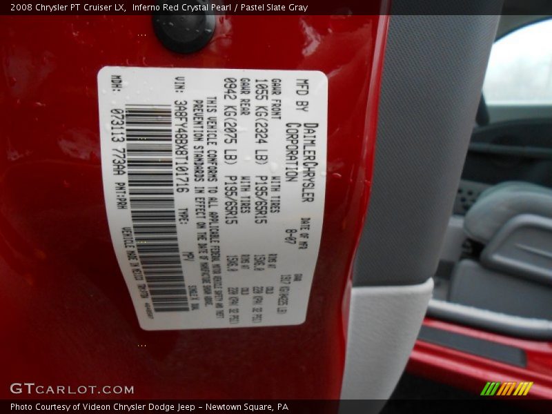 Inferno Red Crystal Pearl / Pastel Slate Gray 2008 Chrysler PT Cruiser LX