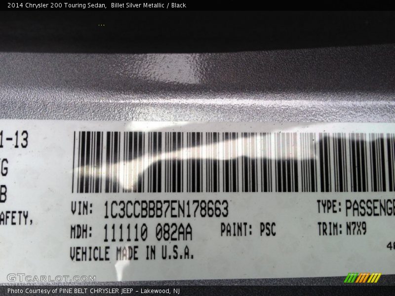 Billet Silver Metallic / Black 2014 Chrysler 200 Touring Sedan