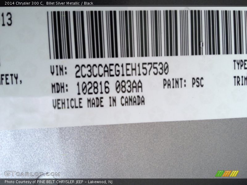 2014 300 C Billet Silver Metallic Color Code PSC