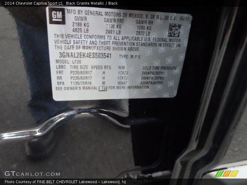 Black Granite Metallic / Black 2014 Chevrolet Captiva Sport LS
