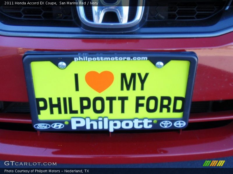 San Marino Red / Ivory 2011 Honda Accord EX Coupe
