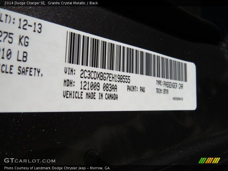 Granite Crystal Metallic / Black 2014 Dodge Charger SE